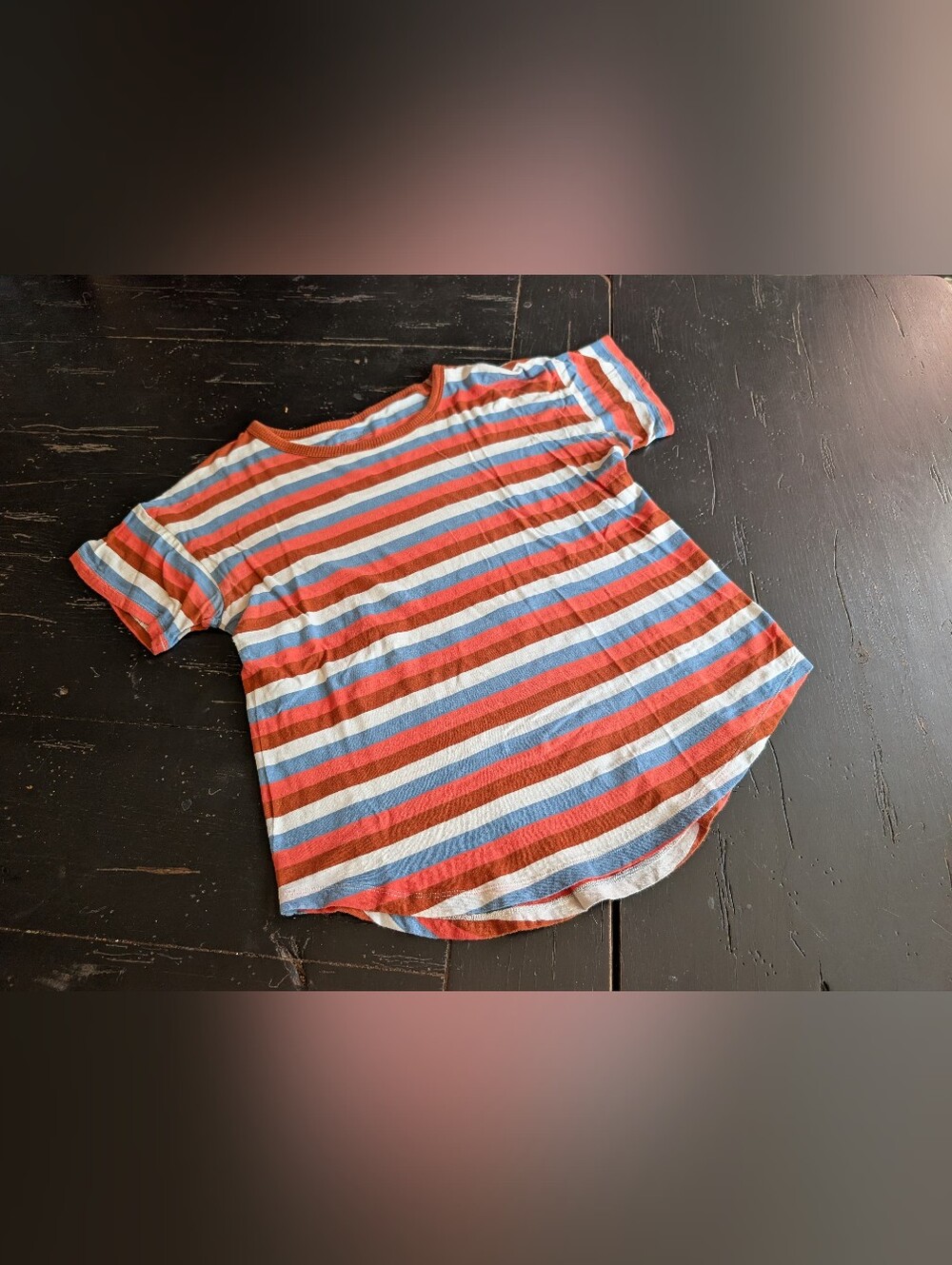 Madewell Medium Whisper Cotton Tee Birchmont Burnt Clay Stripe Prep 70s Retro